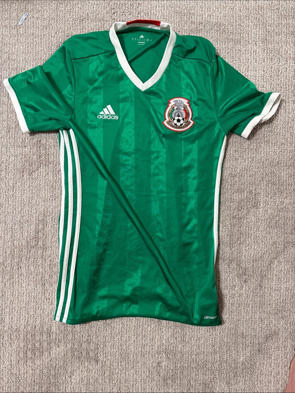 adidas Green Mexico Soccer Jersey with White Trim - men’s small